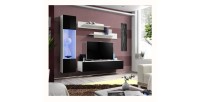 Meuble TV FLY G3 design, coloris blanc et noir brillant. Meuble suspendu moderne et tendance pour votre salon.