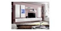Meuble TV FLY E5 design, coloris blanc brillant. Meuble suspendu moderne et tendance pour votre salon.