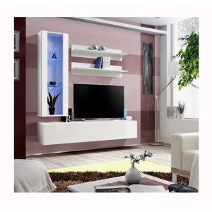 Meuble TV FLY H2 design, coloris blanc brillant. Meuble suspendu moderne et tendance pour votre salon.