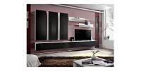 Meuble TV FLY E1 design, coloris blanc et noir noir brillant. Meuble suspendu moderne et tendance pour votre salon.