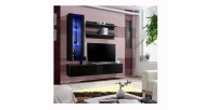 Meuble TV FLY H2 design, coloris noir brillant. Meuble suspendu moderne et tendance pour votre salon.