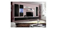 Meuble TV FLY E5 design, coloris blanc et noir brillant. Meuble pour votre salon.
