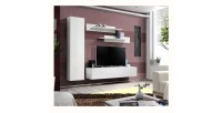 Meuble TV FLY G1 design, coloris blanc brillant. Meuble suspendu moderne et tendance pour votre salon.