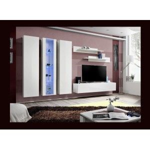 Meuble TV FLY C4 design, coloris blanc brillant. Meuble suspendu moderne et tendance pour votre salon.
