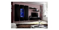 Meuble TV FLY C5 design, coloris noir brillant. Meuble suspendu moderne et tendance pour votre salon.
