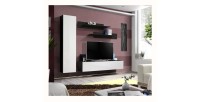 Meuble TV FLY G1 design, coloris noir et blanc brillant. Meuble suspendu moderne et tendance pour votre salon.