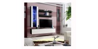 Meuble TV FLY H2 design, coloris noir et blanc brillant. Meuble suspendu moderne et tendance pour votre salon.