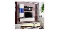 Meuble TV FLY H3 design, coloris noir et blanc brillant. Meuble suspendu moderne et tendance pour votre salon.