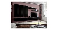 Meuble TV FLY E1 design, coloris noir brillant. Meuble suspendu moderne et tendance pour votre salon.