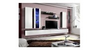 Meuble TV FLY E4 design, coloris blanc brillant. Meuble suspendu moderne et tendance pour votre salon.