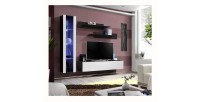 Meuble TV FLY G2 design, coloris noir et blanc brillant. Meuble suspendu moderne et tendance pour votre salon.