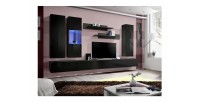 Meuble TV FLY E5 design, coloris noir brillant. Meuble suspendu moderne et tendance pour votre salon.