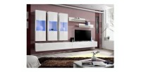 Meuble TV FLY E2 design, coloris blanc brillant. Meuble suspendu moderne et tendance pour votre salon.