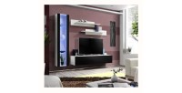 Meuble TV FLY G2 design, coloris blanc et noir brillant. Meuble suspendu moderne et tendance pour votre salon.