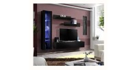 Meuble TV FLY G2 design, coloris noir brillant. Meuble suspendu moderne et tendance pour votre salon.