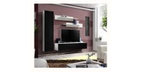 Meuble TV FLY G1 design, coloris blanc et noir brillant. Meuble suspendu moderne et tendance pour votre salon.