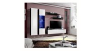 Meuble TV FLY A5 design, coloris noir et blanc brillant + LED. Meuble suspendu moderne et tendance pour votre salon.