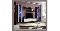 Meuble TV FLY A2 design, coloris noir et blanc brillant + LED. Meuble suspendu moderne et tendance pour votre salon.