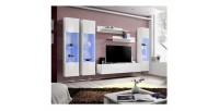 Meuble TV FLY C3 design, coloris blanc brillant. Meuble suspendu moderne et tendance pour votre salon.
