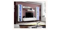 Meuble TV FLY A2 design, coloris blanc brillant + LED. Meuble suspendu moderne et tendance pour votre salon.