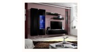 Meuble TV FLY A5 design, coloris noir brillant + LED. Meuble suspendu moderne et tendance pour votre salon.