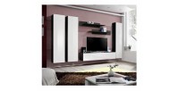 Meuble TV FLY C1 design, coloris noir et blanc brillant. Meuble suspendu moderne et tendance pour votre salon.