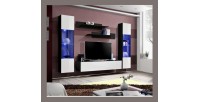 Meuble TV FLY A3 design, coloris noir et blanc brillant + LED. Meuble suspendu moderne et tendance pour votre salon