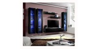 Meuble TV FLY C2 design, coloris noir brillant. Meuble suspendu moderne et tendance pour votre salon.