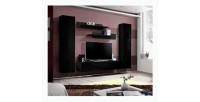 Meuble TV FLY A1 design, coloris noir brillant. Meuble suspendu moderne et tendance pour votre salon.