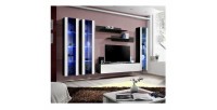 Meuble TV FLY C2 design, coloris noir et blanc brillant. Meuble suspendu moderne et tendance pour votre salon.