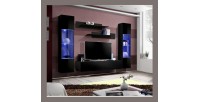 Meuble TV FLY A3 design, coloris noir brillant + LED. Meuble suspendu moderne et tendance pour votre salon.