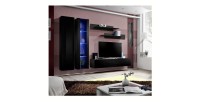 Meuble TV FLY A4 design, coloris noir brillant + LED. Meuble suspendu moderne et tendance pour votre salon