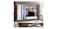 Meuble TV FLY A4 design, coloris blanc brillant + LED. Meuble suspendu moderne et tendance pour votre salon.
