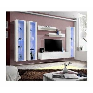 Meuble TV FLY C2 design, coloris blanc brillant. Meuble suspendu moderne et tendance pour votre salon.