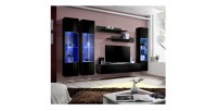 Meuble TV FLY C3 design, coloris noir brillant. Meuble suspendu moderne et tendance pour votre salon.