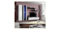 Meuble TV FLY A4 design, coloris noir et blanc brillant + LED. Meuble suspendu moderne et tendance pour votre salon.