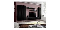 Meuble TV FLY design, coloris noir brillant. Meuble suspendu.