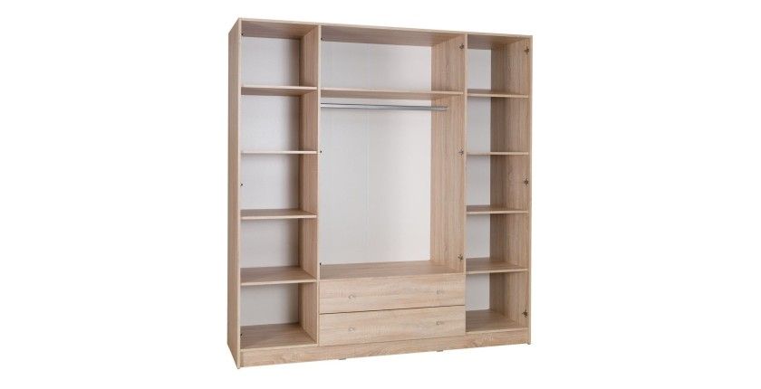 Chambre à coucher complète MAXIM. Lit adulte 160x200 cm + tiroir + sommier + chevets + commode + armoire\garde robe