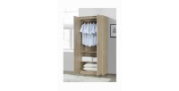 Armoire\Garde robe DALAMAN, 2 portes, contemporaine chêne Sonoma et poignées grises.