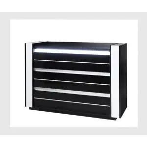 Commode LINA + LED noire et blanche brillante design. Commode pour chambre à coucher