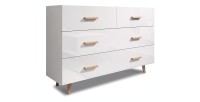 Commode, buffet design EDEN IV, 4 tiroirs, coloris blanc. Type scandinave