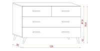 Commode, buffet design EDEN IV, 4 tiroirs, coloris blanc. Type scandinave