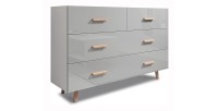 Commode, buffet design EDEN IV, 4 tiroirs, coloris blanc et gris. Type scandinave