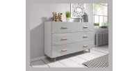 Commode, buffet design EDEN IV, 4 tiroirs, coloris blanc et gris. Type scandinave