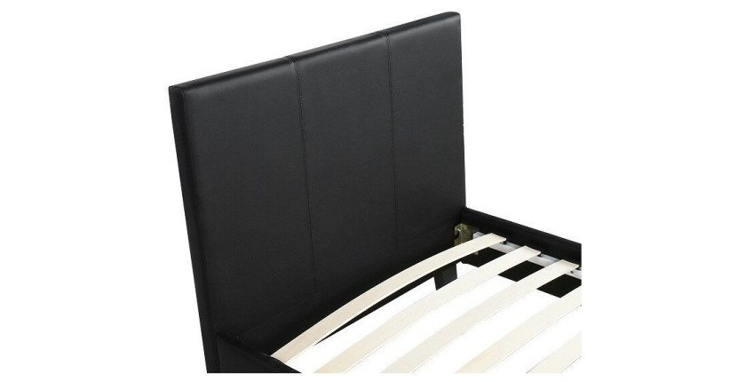 Lit design noir ABEL 90x200 cm une place, avec sommier, pour une chambre adulte ou ado.