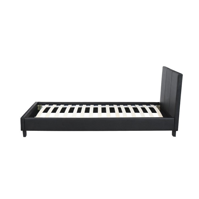 Lit design noir ABEL 90x200 cm une place, avec sommier, pour une chambre adulte ou ado.
