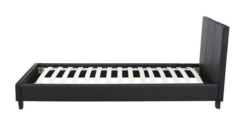 Lit design noir ABEL 90x200 cm une place, avec sommier, pour une chambre adulte ou ado.