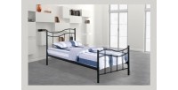 Lit ODETTE 90x200 cm en métal coloris noir avec sommier.