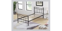 Lit ODETTE 90x200 cm en métal coloris noir avec sommier.