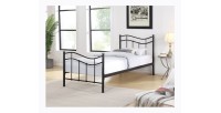 Lit ODETTE 90x200 cm en métal coloris noir avec sommier.